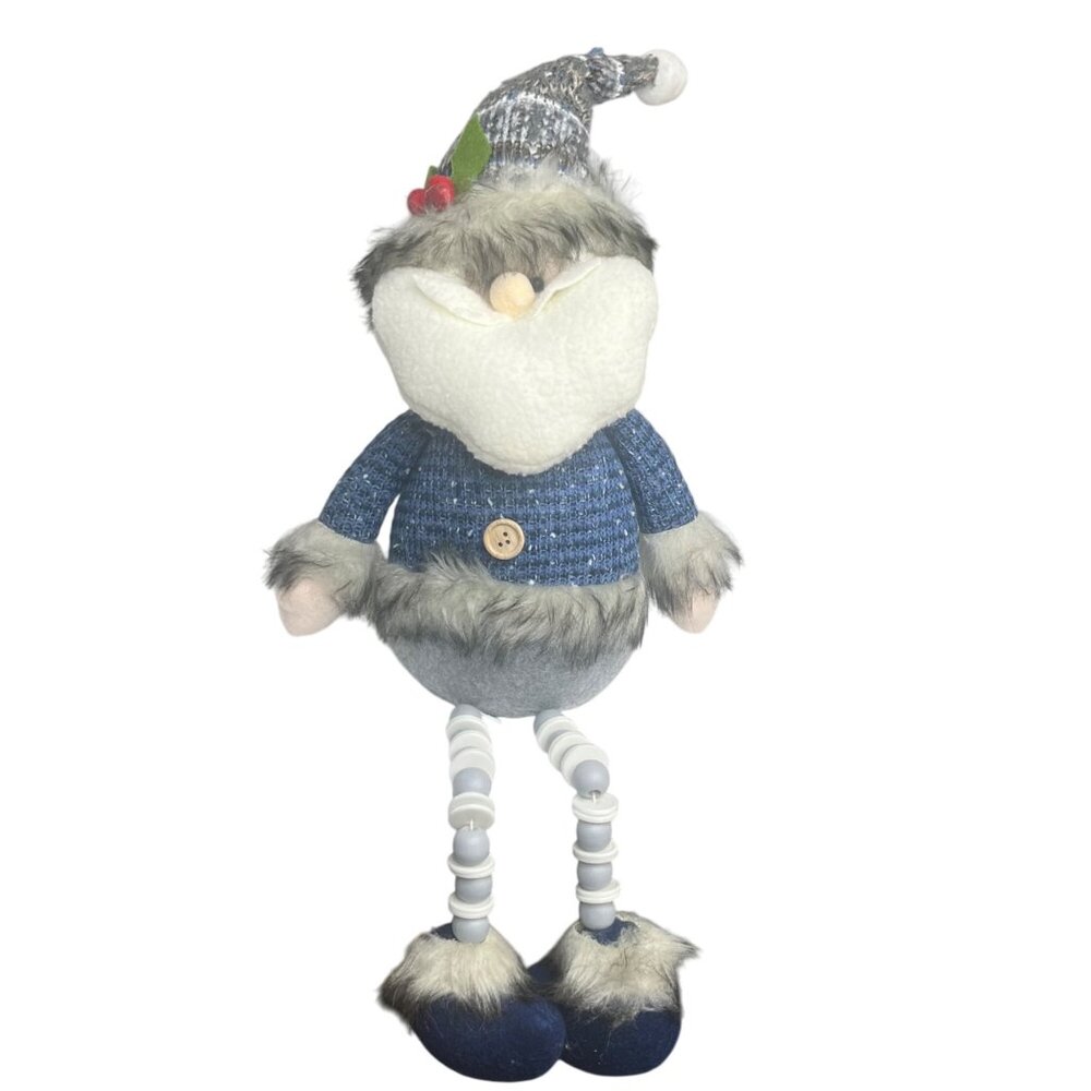 Boscovs Festive Gnome Sitting Shelf Plush Decoration Faux Fur Accents Buttons